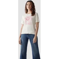 Print-Shirt LECOMTE "LeComte Shirt mit Print und modernem Design", Damen, Gr. 42, beige, 95%Viskose 5%Elastan, gemustert, feminin, tailliert, Kurzarm, Shirts