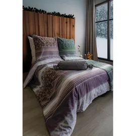 FLEURESSE Aspen Ornamente Streifen Braun 155 x 220 cm + 2 x 80 x 80 cm