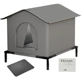 Katzenhaus Für Draußen, Katzenhaus Outdoor Winterfest, Großer Wasserdichter Katzenschutz Mit Erhöhter Basis Und Kissen, Für Katzen Im Freien Oder Im Innenraum