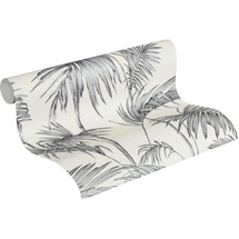 A.S. Création Livingwalls Vliestapete Metropolitan Stories Lola Paris Tapete mit Palmenprint in Dschungel Optik 10,05 m x 0,53 m grau metallic weiß Made in Germany 369192 36919-2