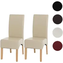 Mendler Esszimmerstuhl Latina Leder creme 2er Set