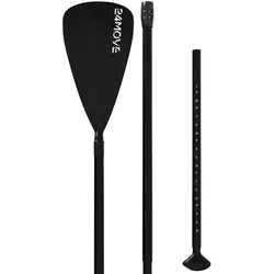 24MOVE® Paddel Einzelpaddel Stechpaddel für SUP Stand Up Board, Kajak, Leicht aus Aluminium 210cm, verstellbar schwarz