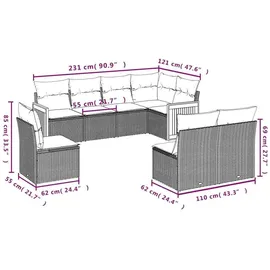 vidaXL Gartensofa-Set 8-tlg. schwarz