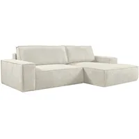 Ecksofa mit Schlaffunktion - Ecke rechts - Cord - Khaki - AMELIA