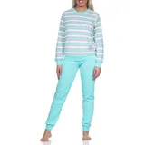 normann Frottee Pyjama Ringel-Optik Eiskristall-Motiv Mint 36/38