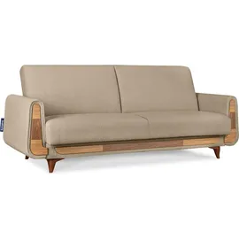 konsimo® 3-Sitzer-Schlafsofa, Beige, Holz, Rechteckig, 230x98x98 cm, FSC 100%, Hergestellt in Europa, Wohnzimmer, Sofas & Couches, Schlafsofas