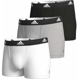 adidas adidas, Herren, Boxershorts, 3er Pack Active Flex Cotton, Logo, einfarbig Schwarz/Grau/Weiß XL