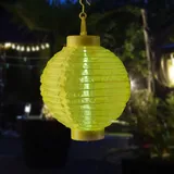 MARELIDA LED Solar Lampion - 1 kaltweiße LED - H: 23cm - D: 20cm Party Balkon Terrasse Gartenbeleuchtung Lichtsensor gelb