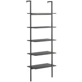 Makastle 5-stöckiges Leiterregal industrielles Bücherregal DIY Standregal Regal aus Holzwerkstoff, stabilisierendem Metallrahmen, für Heimbüro, Wohnzimmer, 64x35x185 cm