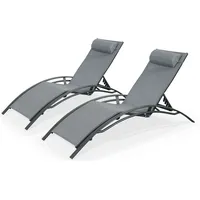 Sweeek 2er Set Sonnenliegen aus Aluminium anthrazit- Liegestühle aus