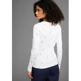 KangaROOS Langarmshirt mit Blumendruck und Knopfleiste, Gr. 36/38, weiß-bunt, , 34692823-36