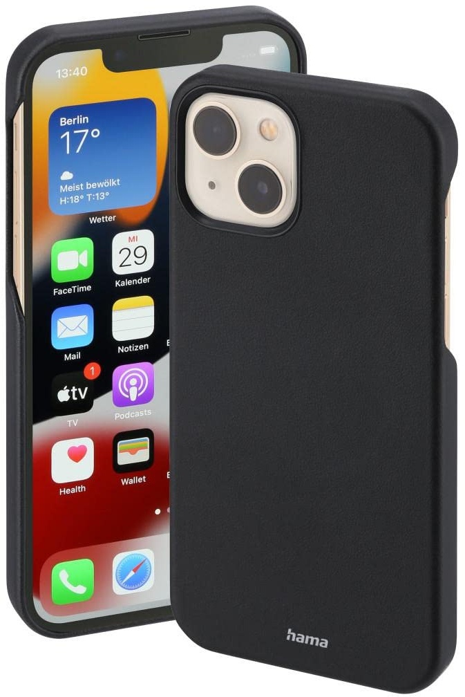 Hama Hülle für Apple iPhone 13 mini kompatibel mit MagSafe (Magnetische Hülle für induktives Laden, Handyhülle schützt vor Stößen, Kratzern und Schmutz, elegantes Case aus Kunstleder) schwarz