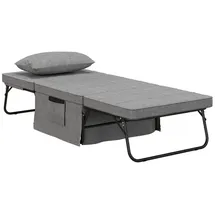 Homcom 4-in-1 Klappbett Gästebett klappbare Reisebett Sessel Ottomane mit 8 cm Matratze 5-Stufen Höhenverstellbar mit stabilem Stahlrahmen Grau 188 x 75 x 38 cm