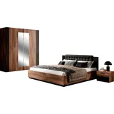 Home affaire Schlafzimmer-Set Sigma, Set 4 -St(Kleiderschrank, 2xNako, Bett 180), Made in Europe, Komplettschlafzimmer, viel Stauraum, trendige Farben braun|schwarz