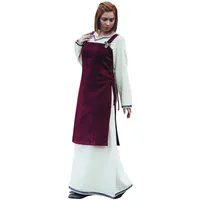 Leonardo Carbone® Damen Überkleid Wikinger Aila | Verstellbare Seitenschnürung | Ideal Für LARP, Karneval, Cosplay, Halloween, Mittelalter, Wikinger, Kostüm | Wolle Rot 2XL/3XL