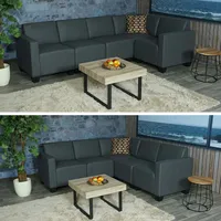 Modular Sofa-System Couch-Garnitur Moncalieri 5, Kunstleder ~ dunkelgrau