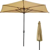 XFAK 300cm Halbschirm Balkonschirm Halb-Sonnenschirm Halbrund Wandschirm Groß Gartenschirm Mit Kurbel/Polyester Für Terrasse/Hof -Beige - Groß