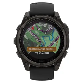 Garmin fenix 8 Solar 47 mm Graphit/Titan Carbongrau Silikon-Armband 22 mm