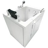 AcquaVapore Badewanne AcquaVapore Senioren Sitzwanne Badewanne mit Tür S02-C-L 100x78 cm, Schnelle Reinigung, Nackenstütze, Überlauf Abfluss, Extra Tief weiß