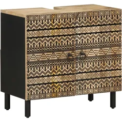 Waschbeckenunterschrank Schwarz 62x33x58 cm Massivholz Mango