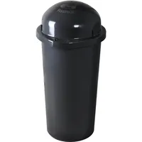 KUEFA HD-LA 60 Liter Mülleimer, Müllsackständer mit Laserbeschriftung (Grau, Restmüll) und Befestigungsring für den Gelben Sack, Pfandflaschen, Leergut