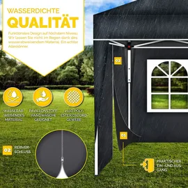 tillvex Faltpavillon 3 x 6 m inkl. 3 Seitenteile Anthrazit