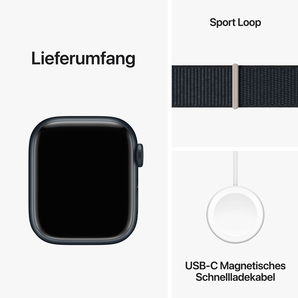 AppleWatch S9 Aluminium 41mm Mitternacht Sport Loop mitternacht