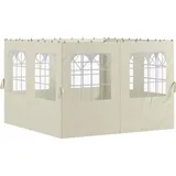 Outsunny Seitenwand 4er Set für 3 x 3 m Pavillon Seitenteile mit 8 Fenster - Creme