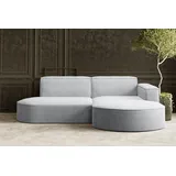 Kaiser Ecksofa Designer MODENA STUDIO stoff Dicker cord Poso Hellgrau Rechts