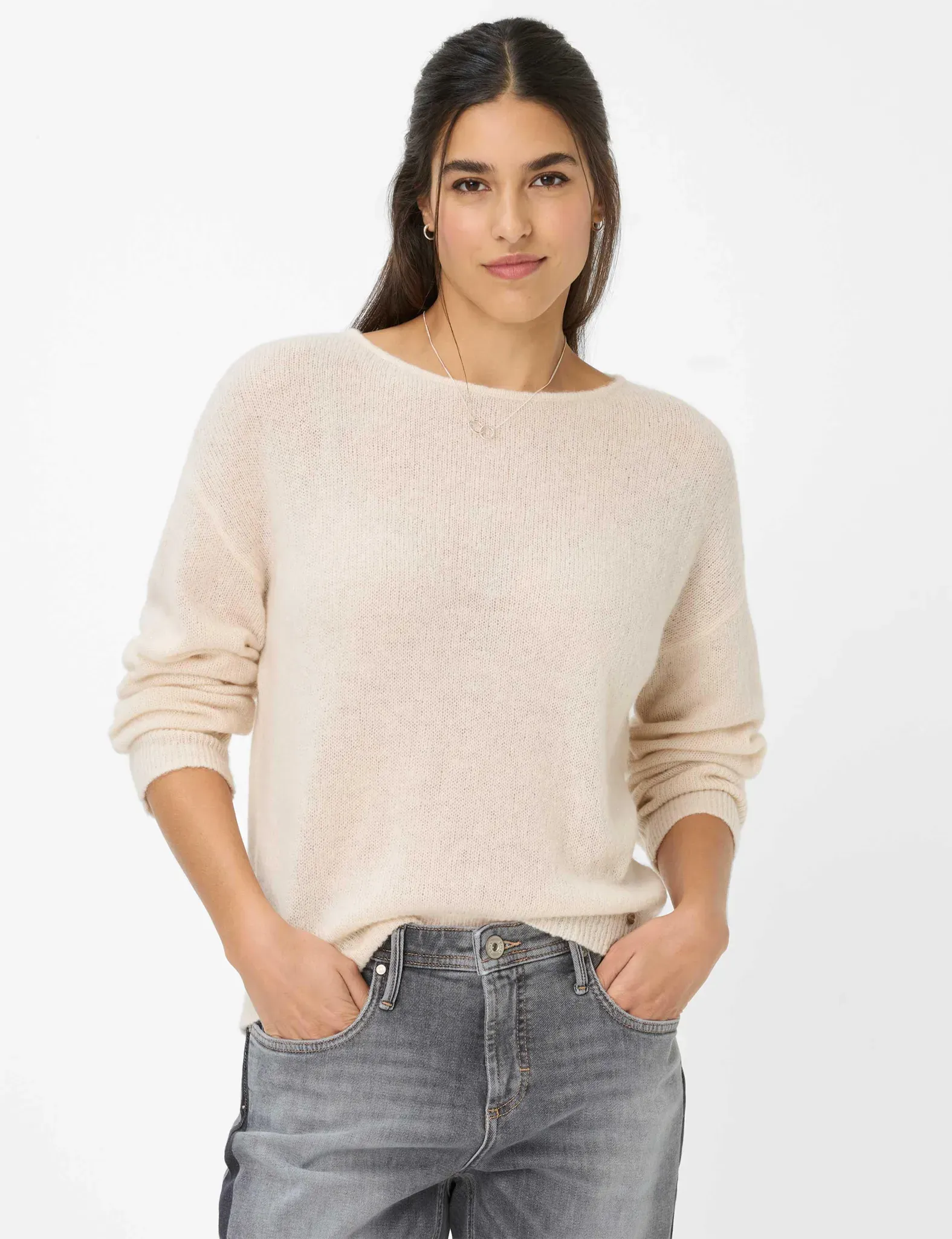 Brax Damen Strickpullover Style LISA canvas, cremeweiß, Gr. 46