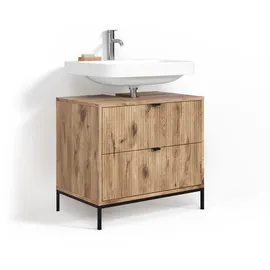 livinity® Waschbeckenunterschrank 2 Auszüge 70 x 63 x 45,1 cm Braun