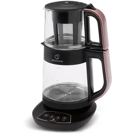 KARACA Çaysever 3-in-1 Glas-Teemaschine, Wasserkocher mit 1700W, Rosegold