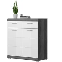 inn.furn Schuhschrank weiß Hochglanz, Rauchsilber grau 90 cm,