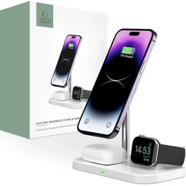 TECH-PROTECT Qi15W-A22 3in1 magnetisches Magsafe Kabelloses Ladegerät Weiss