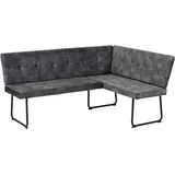 Hela Eckbank "JANINA", schwarz (vintage anthrazit, schwarz), B:184cm H:88cm T:134cm, Stoff, Sitzbänke, Eckbank, langer Schenkel wahlweise links oder rechts