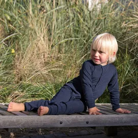 Joha Baby Schlafoverall Wolle/Seide Blau/Weiß 56