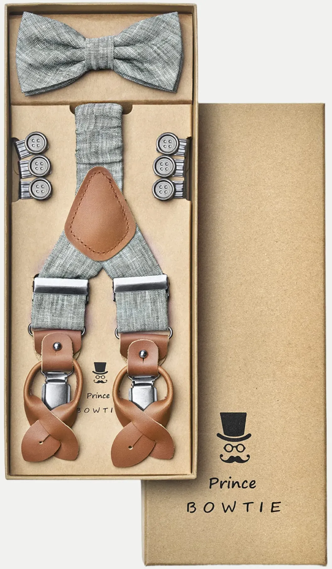 Hosenträger Set im sportiven Leinenlook Grün