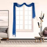 Whakano 1 Stück Querbehang Freihanddeko,Transparentem Gardinen Schals Voile,in 21 Farben erhältlich,Gardinen Tüll,Dekoschals,Vorhangschal für Fotografie Party Hochzeit Taufe,90cmx300cm,Dunkelblau