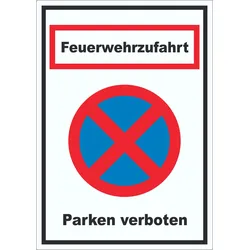 Feuerwehrzufahrt Parken verboten Aufkleber A5 (148x210mm)