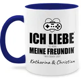 Tasse Tassen 325ml - Partner - Ich liebe es wenn meine Freundin mich zocken lässt - Name anpassbar - 325 ml - Dunkelblau - es, kaffeebecher zocker partnertassen für paare häferl partner-tassen