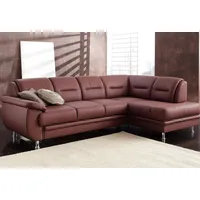 Ecksofa SIT & MORE "Mailand L-Form" Sofas Gr. B/H/T: 250cm x 85cm x 164cm, Kunstleder SOFTLUX, Ottomane rechts, ohne Bettfunktion, braun (kastanie) wahlweise mit Bettfunktion