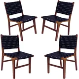 Casa Moro Esszimmerstuhl Essstuhl Leder Schwarz Stuhl Esszimmerstühle Holz Walnuss (Lederstuhl Holzstuhl Esszimmer Stuhl), Echtleder Stuhl auch 2er, 4er & 6er Set Esszimmerstühle schwarz