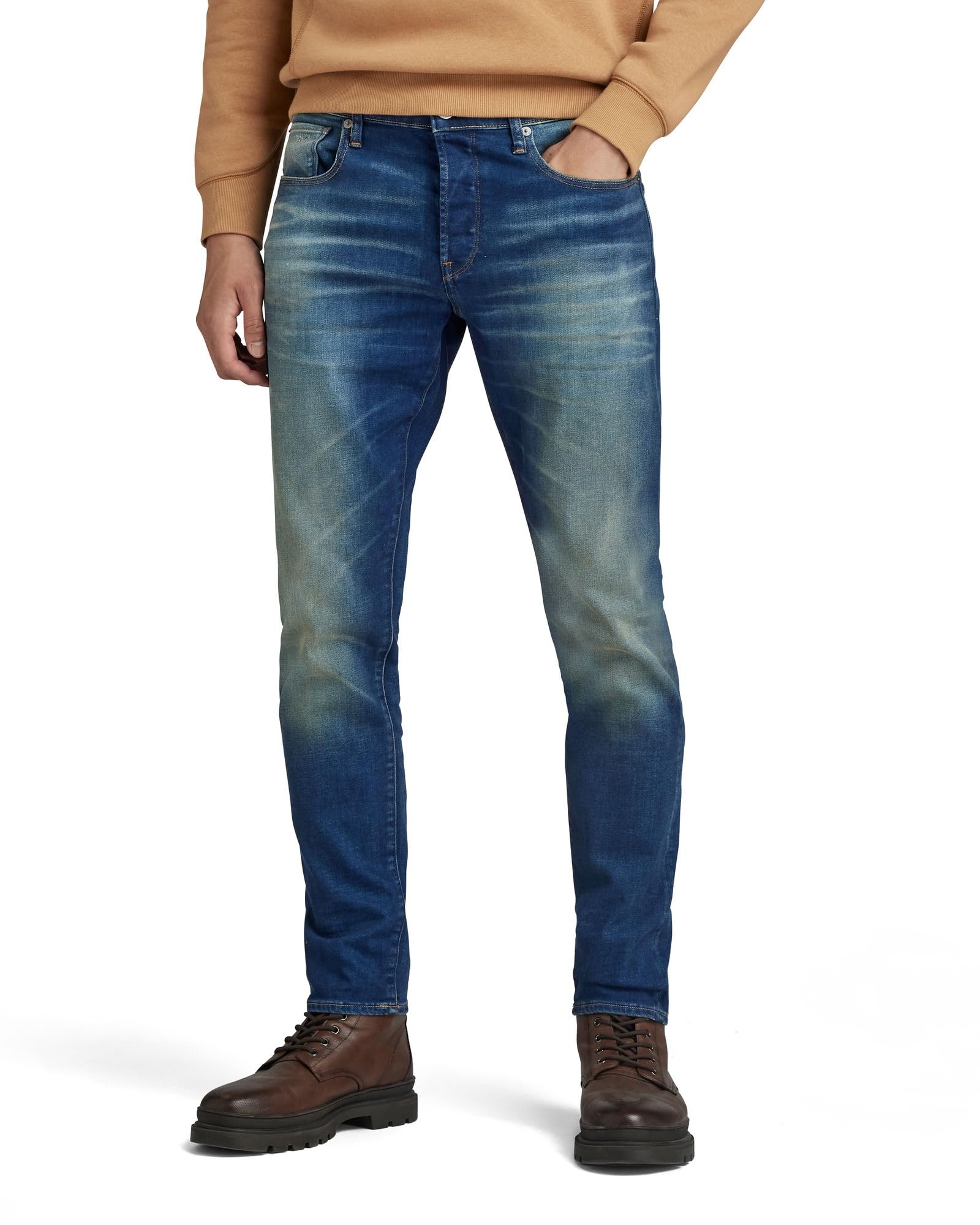 G-STAR RAW Herren 3301 Slim Jeans, Blau (worker blue faded 51001-A088-A888), 35W / 38L