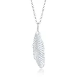 KUZZOI Halskette Herren Feder Vogel 925 Silber grau