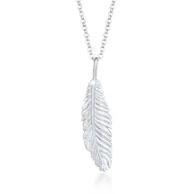 KUZZOI Halskette Herren Feder Vogel 925 Silber grau