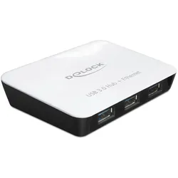 Delock USB 3.0 Hub 3 Port + 1 Port Gigabit LAN 10/100/1000 Mb/s