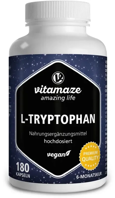 Vitamaze L-Tryptophan 500 mg hochdosiert Förderung von Schlaf und Regeneration 180 KAP