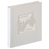 walther design Fotoalbum weiss 28 x 30,5 cm Einband aus Leinen mit Cover-Ausstanzung, Hochzeitsalbum Farfalla UH-201