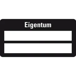 Aufkleber I Inventaretikett Eigentum, schwarz, Dokumentenfolie, selbstklebend, 60x30mm, 9/Bogen