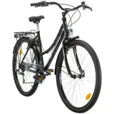 Multibrand Distribution Probike 26 Zoll City Fahrrad Urban Cityräd 6-Gang Damen, Herren, Mädchen, geeignet ab 155 cm - 175 cm (Schwarz glänzend)